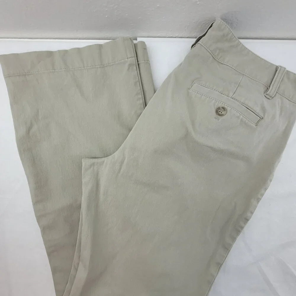 Eddie Bauer Pants Women's 12 TALL Khaki Tan Slightly Curvy Fit Cotton Twill - Picture 1 of 12